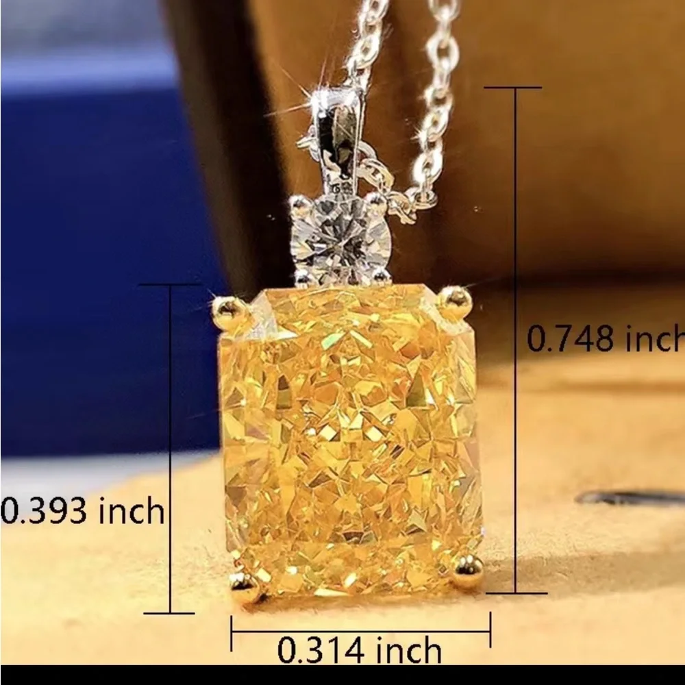 Citrine gemstone pendant necklace. NEW - Picture 2 of 2